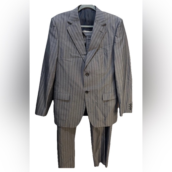 Gucci Men's Grey Suit Size 50R Pinstripe 100% Cotton Good Condition - Picture 1 of 16